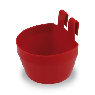 Mangeoire cage GAUN rouge 10,5 cm avec crochets