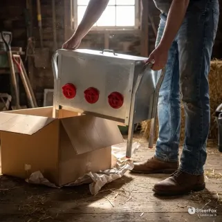 Mangeoire galvanisée GAUN 30 kg à 6 entrées pour volailles