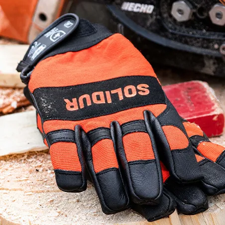 Gants Solidur orange anti-scies main gauche classe 1