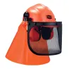 Casque forestier orange complet avec visière et protection