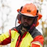 Casque forestier orange complet avec visière et protection