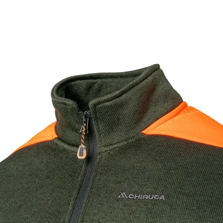 Pull Chiruca Circe orange/vert épaules renforcées