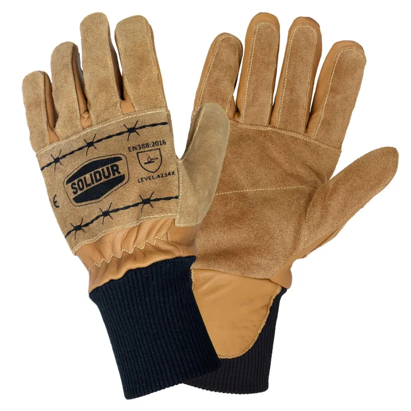 Gants en cuir Solidur renforcés pour travaux extérieurs