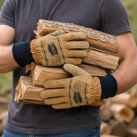 Gants en cuir Solidur renforcés pour travaux extérieurs
