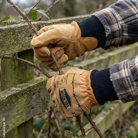 Gants en cuir Solidur renforcés pour travaux extérieurs