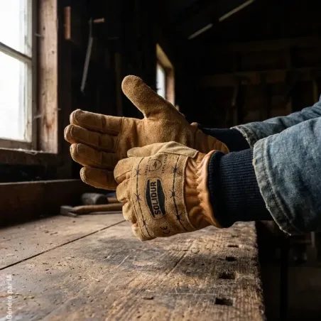 Gants en cuir Solidur renforcés pour travaux extérieurs