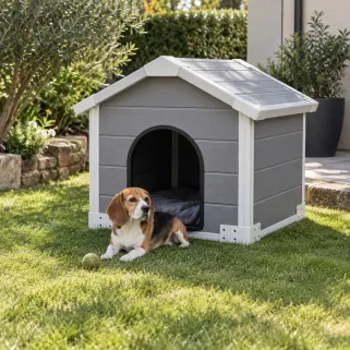 Niche chien polypropylène toit chalet 80x80x79,5 cm