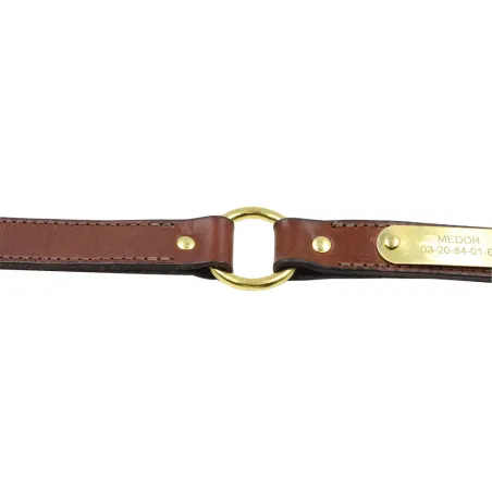 Collier cuir noisette gravé - 4 tailles disponibles