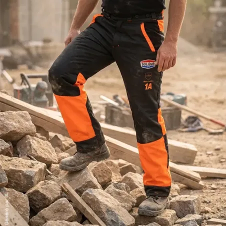 Pantalon protection scie chaîne classe 1 type A orange/gris
