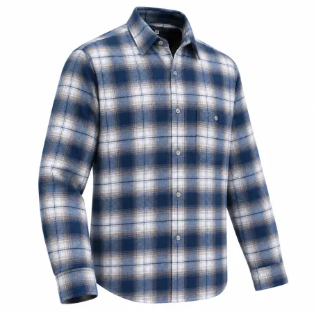 Chemise Driss bleu beige flanelle coton chevron 175 g/m²
