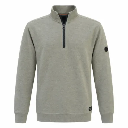 Sweat Saïka gris homme col zippé intérieur doux