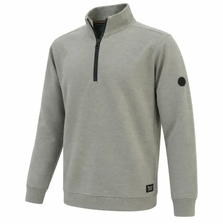 Sweat Saïka gris homme col zippé intérieur doux