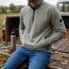 Sweat Saïka gris homme col zippé intérieur doux