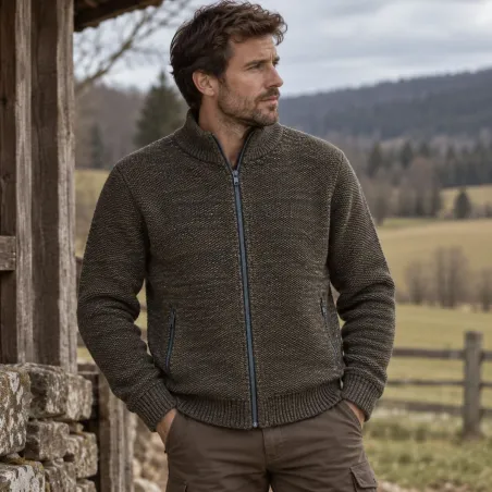 Gilet Galéo marron manches longues doublure micropolaire