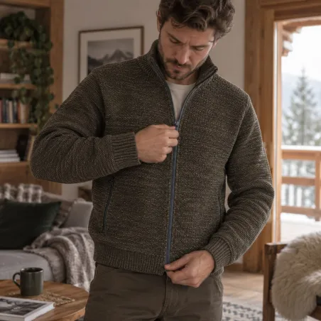 Gilet Galéo marron manches longues doublure micropolaire