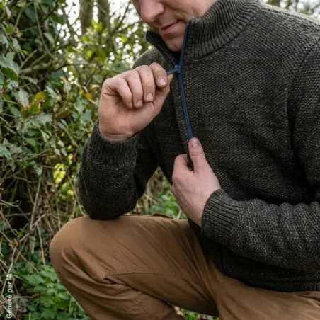 Gilet Galéo marron manches longues doublure micropolaire