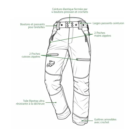 Pantalon Cerbère vert anti-ronces Francital chasse