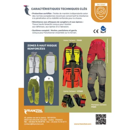 Pantalon Cerbère vert anti-ronces Francital chasse