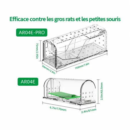 Lot de 2 cages à souris résistantes en plastique aéré