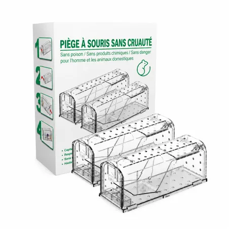 Lot de 2 cages à souris résistantes en plastique aéré