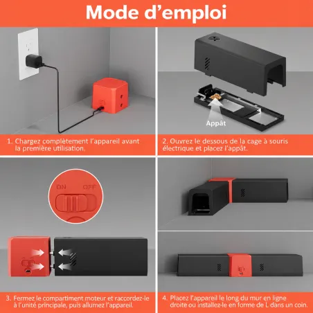 Piège électrique à rongeurs USB 2 tunnels 2000V