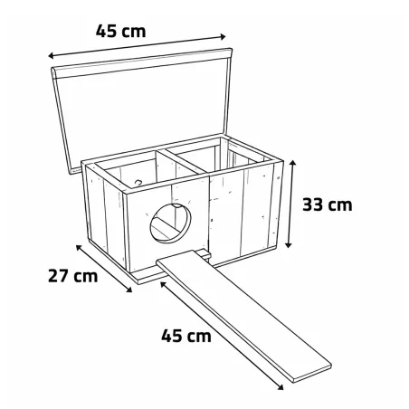 Nichoir chicane bois pour canards 45 cm | Ducatillon