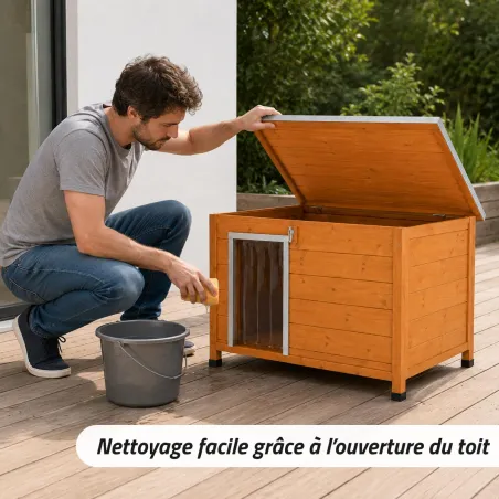 Niche en bois isolante Taille M - Épicéa 3 couches 92x68x60 cm