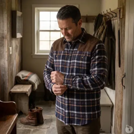 Chemise Browning Francis Bleu - Chasse Hiver Coton