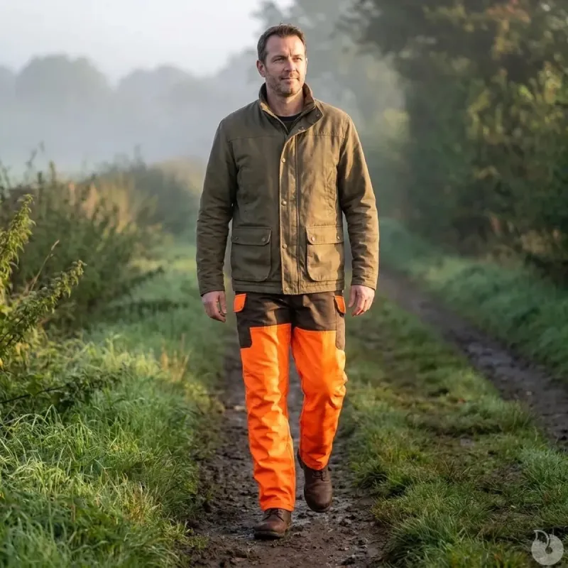 Pantalon chasse orange CE 6 poches - 600D résistant