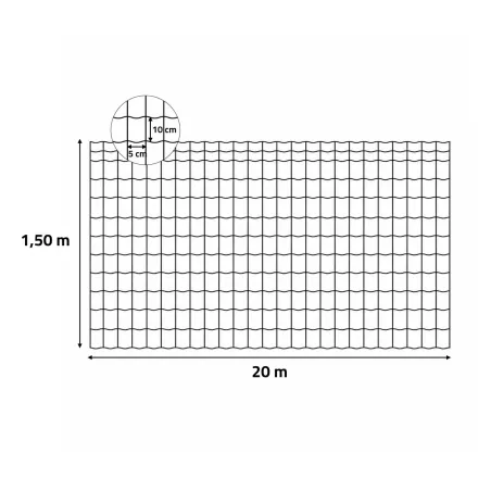 Rouleau grillage vert 1,5m x 20m - Maille 50x100mm Ø2,5mm