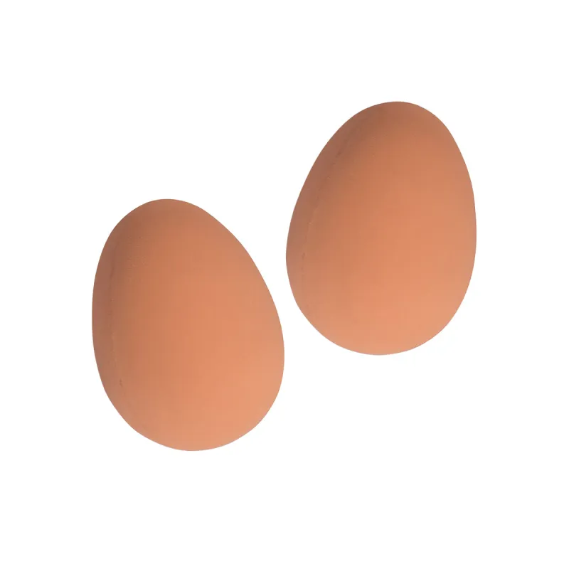 Œufs factices en caoutchouc brun - Lot de 2 pour poules
