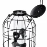 Mangeoire suspendue en métal noir pour oiseaux du jardin