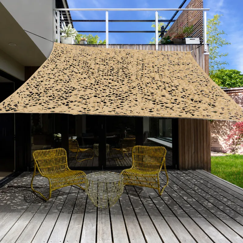 Voile d'ombrage 2x3m beige - Protection UV et pose facile