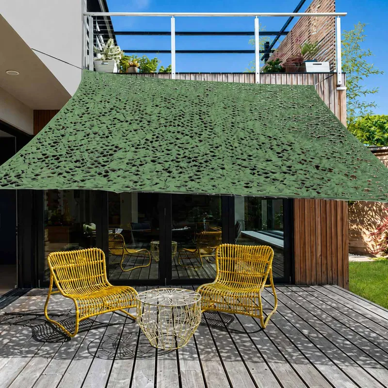 Voile d'ombrage 2x3m vert camouflage pour extérieur