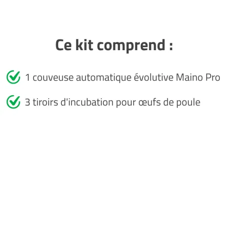 Couveuse évolutive 147 œufs + 3 tiroirs caille-poule