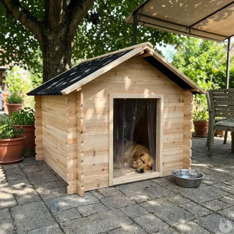 Niche chalet en bois épicéa taille L pour chien