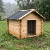 Niche chalet en épicéa pour chien - Taille M - Toit PVC