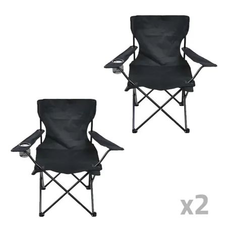 Lot de 2 Chaises Easy C2 pliable noire - Structure acier et polyester 600D