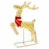 Renne LED doré à nœud rouge - Décoration Noël extérieur 50x88cm