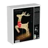 Renne LED doré à nœud rouge - Décoration Noël extérieur 50x88cm