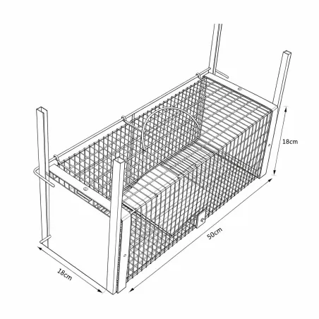 Cage à piège double entrée 50x18x18 cm - Capture sécurisée