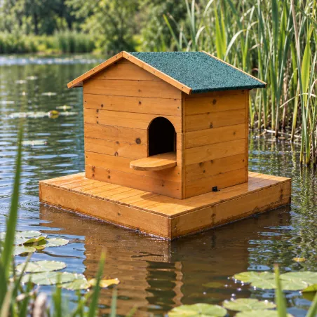 Nichoir Flottant en Bois pour Oiseaux d'Eau - 72 x 49 x 58 cm
