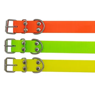 Collier chien PVC orange fluo 25 mm ajustable