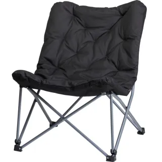 Chaise de camping pliable gris foncé avec coussin Oxford 600D