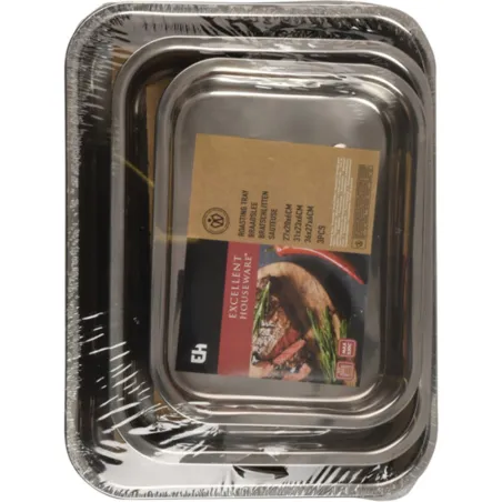 Lot de 3 plats à rôtir inox avec poignées