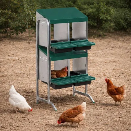 Pondoir vertical 4 nids en tôle galvanisée - Gain de place