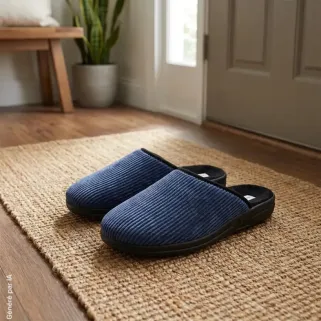 Chaussons Mules Bleus Clot - Fabriqués en France