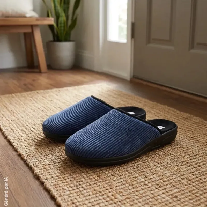 Chaussons Mules Bleus Clot - Fabriqués en France