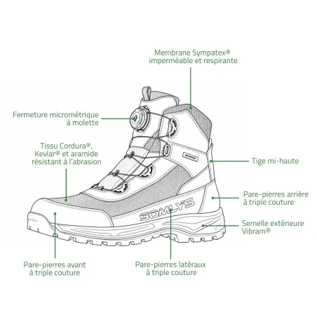 Chaussures de chasse mi-hautes Somlys Defender Pro C08