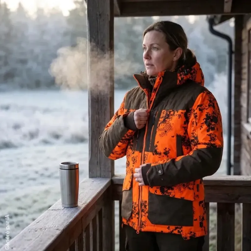 Veste Thermo-Hunt Camouflage Orange pour Chasse